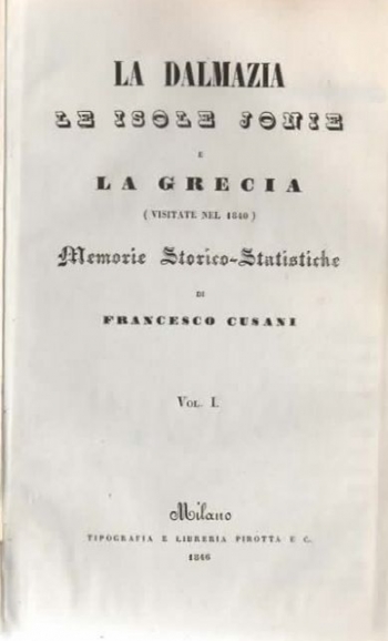 Cusani Francesco: La Dalmazia, le isole Ionie e la Grecia